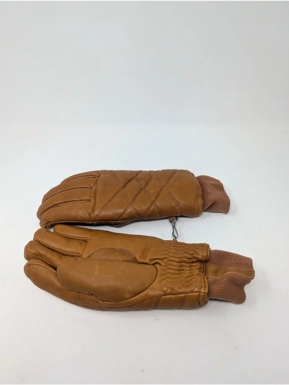 Vintage 80s Tan Quilted Gloves Large Leather Insulated Wrist